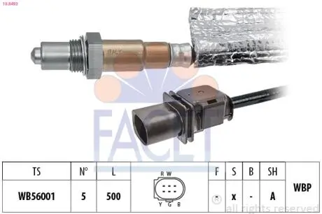 108493 Лямбда-зонд A6 04-11/Q5 08- 2.0TDI FACET 10.8493 FACET підбір по vin на Brocar