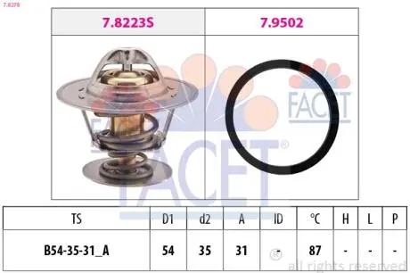 78278 Термостат T4/T5/VW/Audi 1.9D/TD/2.0 FACET 7.8278 FACET підбір по vin на Brocar