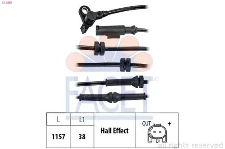 210201 Датчик ABS перед Ducato/Boxer 06- FACET 21.0201 FACET підбір по vin на Brocar