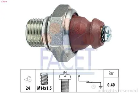 70074 Датчик давления масла ОМ616/617 FACET 7.0074 FACET підбір по vin на Brocar