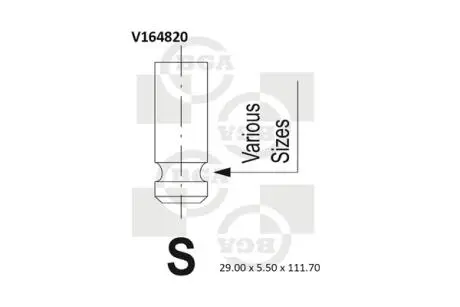 V164820 Клапан двигуна BGA підбір по vin на Brocar