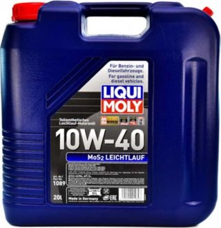 1089 Моторне масло Liqui Moly MoS2 Leichtlauf 10W - 40 Напівсинтетичне 20 л LIQUI MOLY підбір по vin на Brocar