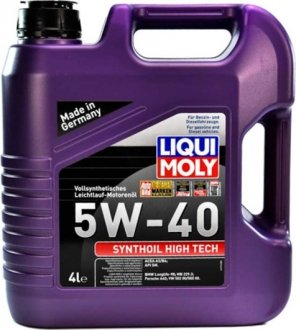 1915 Моторное масло Liqui Moly Synthoil High Tech 5W-40 синтетическое 4 л LIQUI MOLY подбор по vin на Brocar