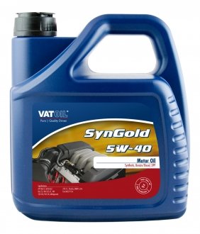 50011 Моторное масло Vatoil SynGold 5W-40 синтетическое 4 л VATOIL підбір по vin на Brocar