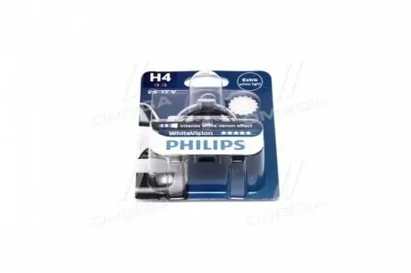 12342WHVB1 Лампа накалу H4 WhiteVision 12V, 60/55W, P43t-38, (+60) (4300K) 1шт. blister (вир-во Philips) PHILIPS підбір по vin на Brocar
