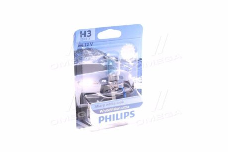 12336WVUB1 Автолампа Philips 12336WVUB1 WhiteVision Ultra H3 PK22s 55 W светло-голубая PHILIPS подбор по vin на Brocar
