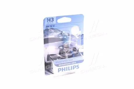12336WVUB1 Лампа накалу H3 WhiteVision ultra 12V 55W P14,5s (+60) (3900K) 1шт. (вир-во Philips) PHILIPS підбір по vin на Brocar