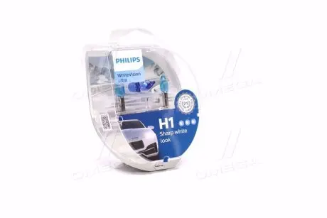 12258WVUSM Автолампа Philips 12258WVUSM WhiteVision Ultra H1 P14,5s 55 W светло-голубая PHILIPS підбір по vin на Brocar