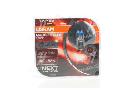 64150NLHCB Автолампа Osram 64150nlhcb Night Breaker Laser H1 P14,5s 55 W прозрачно-голубая OSRAM подбор по vin на Brocar