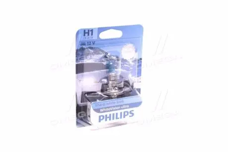 12258WVUB1 Автолампа Philips 12258WVUB1 WhiteVision Ultra H1 P14,5s 55 W светло-голубая PHILIPS підбір по vin на Brocar