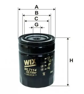 WL7114 Фильтр масляный двигателя NISSAN PATROL, TERRANO WL7114/OP563 (пр-во WIX-Filtron UA) WIX FILTERS підбір по vin на Brocar