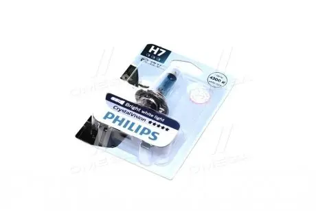 12972CVB1 Лампа накалу H7 12V 55W PX26d Cristal Vision 1шт blister 4300K (вир-во Philips) PHILIPS підбір по vin на Brocar