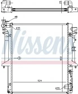 62896 Радиатор охлаждения MITSUBISHI L 200 (06-) 2.5 D автомат, механика (пр-во Nissens) NISSENS подбор по vin на Brocar