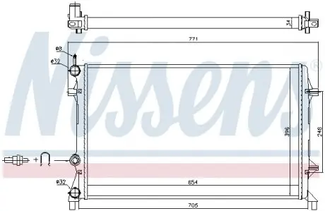 65321 Радиатор охлаждения VOLKSWAGEN PASSAT B7 (362, 365) (10-) 2.5 FSI (пр-во Nissens) NISSENS подбор по vin на Brocar