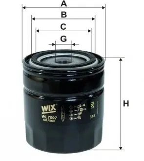 WL7097 Фільтр оливний WIX FILTERS підбір по vin на Brocar