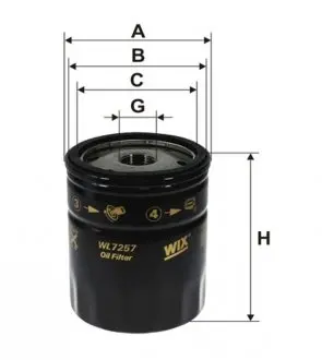 WL7257 Фильтр масляный двигателя SKODA FABIA OP616/2/WL7257 (пр-во WIX-Filtron UA) WIX FILTERS підбір по vin на Brocar