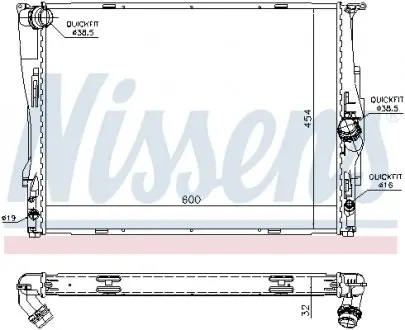 60786A Радиатор охлаждения BMW 1 E81-E82-E87-E88/3 E90-E91-E92-E93 (пр-во Nissens) NISSENS подбор по vin на Brocar