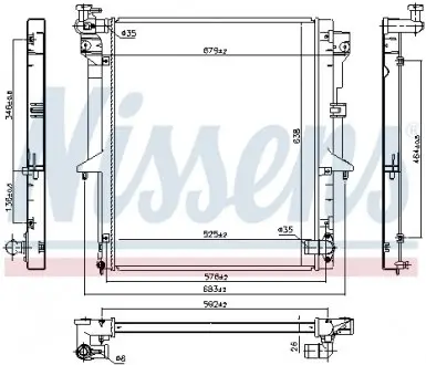 628965 Радиатор охлаждения MITSUBISHI L200 (KA, KB) (06-) 2.5 DID (пр-во Nissens) NISSENS подбор по vin на Brocar