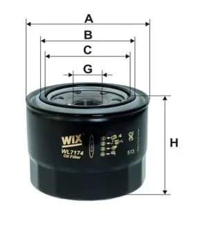 WL7174 Фильтр масляный двигателя TOYOTA COROLLA WL7174/OP619 (пр-во WIX-Filtron) WIX FILTERS підбір по vin на Brocar