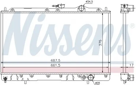 62830 Радіатор охолодження двигуна MITSUBISHI Galant VI (E3_A) (пр-во Nissens) NISSENS підбір по vin на Brocar