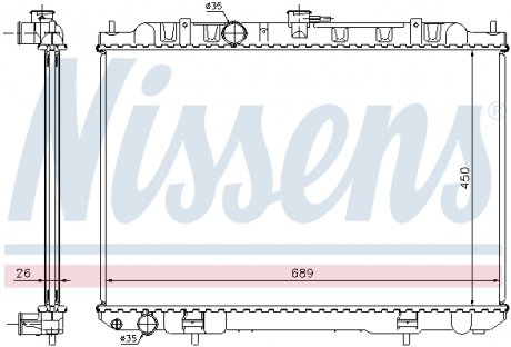 68705A Радиатор охлаждения NISSAN X-TRAIL (T30) (01-) 2.0/2.5i (пр-во Nissens) NISSENS подбор по vin на Brocar