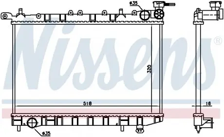 62974 Радиатор охлаждения NISSAN ALMERA (N15) (95-) 1.6 i 16V (пр-во Nissens) NISSENS подбор по vin на Brocar