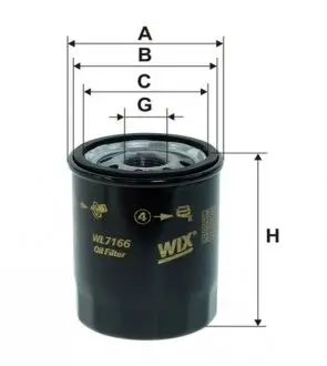 WL7166 Фильтр масляный двигателя NISSAN MICRA WL7166/OP612 (пр-во WIX-Filtron) WIX FILTERS підбір по vin на Brocar