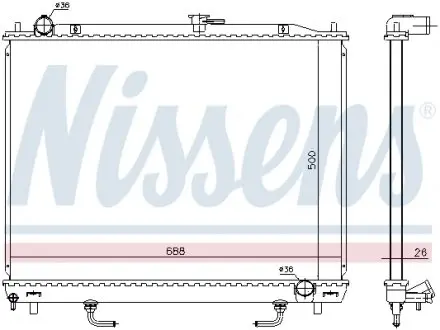 628959 Радиатор охлаждения MITSUBISHI PAJERO (06-) 3,0/3,8 АТ (пр-во Nissens) NISSENS подбор по vin на Brocar