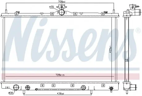 628975 Радиатор охлождения MITSUBISHI GRANDIS (04-) 2.4 i 16V (пр-во Nissens) NISSENS подбор по vin на Brocar