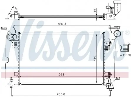 64648A Радиатор охлаждения TOYOTA COROLLA (E12#, E13#) (01-) (пр-во Nissens) NISSENS подбор по vin на Brocar