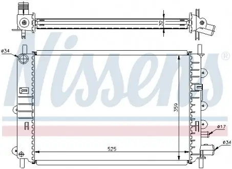 62217A Радиатор охлаждения FORD ESCORT V-VI (90-) 1,4-2,0i (пр-во Nissens) NISSENS подбор по vin на Brocar