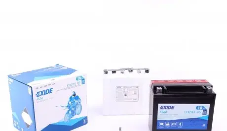 ETX20HLBS Аккумуляторная батарея 18Ah/270A (175x87x155/+R/B0) (AGM) (мото) (сухозаряженный) EXIDE підбір по vin на Brocar
