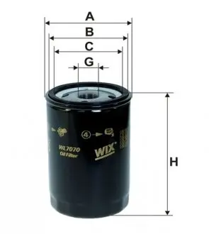 WL7070 Фильтр масляный двигателя AUDI, VW WL7070/OP526 (пр-во WIX-Filtron) WIX FILTERS підбір по vin на Brocar