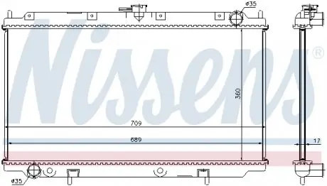 62927A Радиатор охлаждения NISSAN PRIMERA (P11, W11) (96-) (пр-во Nissens) NISSENS подбор по vin на Brocar