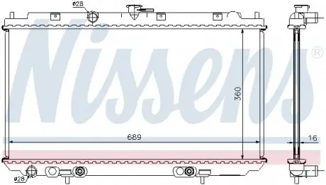 67345A Радиатор охлаждения NISSAN PRIMERA (P12, W12) (02-) (пр-во Nissens) NISSENS підбір по vin на Brocar
