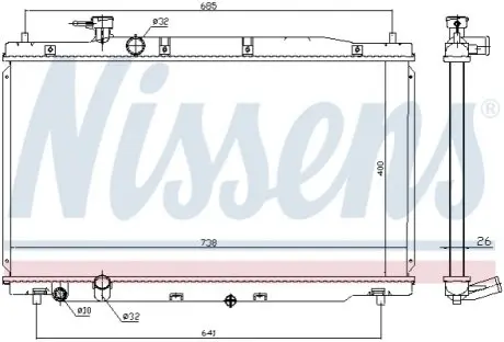 681386 Радіатор охолодження HONDA CR-V (RE) (06 -) 2.0 i 16V (пр-во Nissens) NISSENS підбір по vin на Brocar