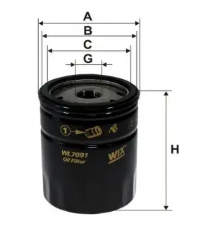WL7091 Фильтр масляный двигателя FIAT WL7091/OP545 (пр-во WIX-Filtron UA) WIX FILTERS подбор по vin на Brocar