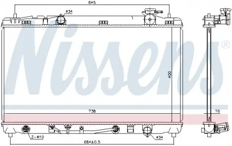 646844 Радіатор охолодження TOYOTA CAMRY (XV4) (07-) 2.4 i (пр-во Nissens) NISSENS підбір по vin на Brocar