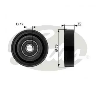 T36086 Ролик генератора Hyundai Accent/Elantra/Tucson/Kia Ceed/Sportage 1.3-2.0 94- (натяжний) (78x20x12) GATES підбір по vin на Brocar