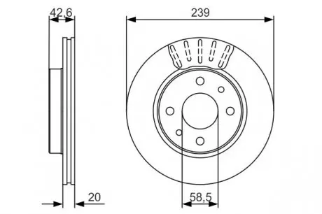 0986479082 Диск тормозной (передний) Lada 2110/2111 -12 (238.7x19.7) BOSCH подбор по vin на Brocar