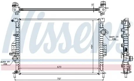 66857 Радиатор охлаждения FORD KUGA (08-)/ MONDEO (07-) (пр-во Nissens) NISSENS підбір по vin на Brocar
