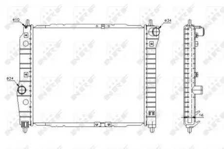 53637 Радіатор охолодження Chevrolet Aveo 1.2-1.5 04- NRF підбір по vin на Brocar