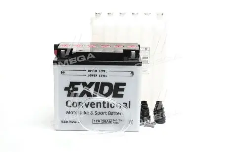 E60N24LA Акумулятор 28AH-12V Exide (E60-N24L-A) (184х124х169) R, EN280 EXIDE підбір по vin на Brocar