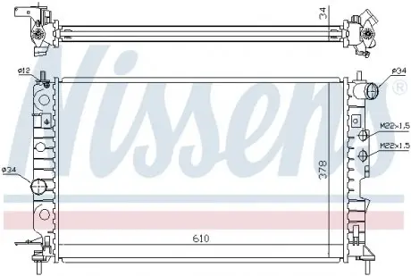 630121 Радиатор охлаждения OPEL VECTRA B (95-) 1.6-2.2 (пр-во Nissens) NISSENS підбір по vin на Brocar