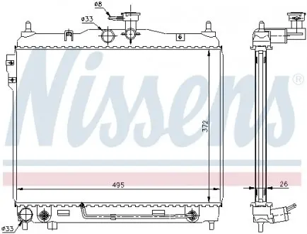 67487 Радиатор охлаждения HYUNDAI GETZ (TB) (02-) /AT (пр-во Nissens) NISSENS подбор по vin на Brocar