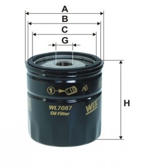 WL7087 Фильтр масляный двигателя OPEL WL7087/OP541 (пр-во WIX-Filtron) WIX FILTERS підбір по vin на Brocar