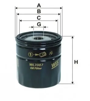 WL7087 Фільтр масляний OPEL (вир-во WIX-Filtron) WL7087/OP541 WIX FILTERS підбір по vin на Brocar