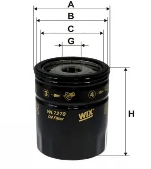 WL7278 Фильтр масляный двигателя WL7278/OP580/7 (пр-во WIX-Filtron UA) WIX FILTERS подбор по vin на Brocar