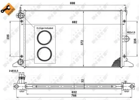 50592 Радіатор охолодження VW Sharan 95-10 NRF підбір по vin на Brocar