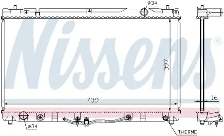 64633 Радиатор охлаждения TOYOTA CAMRY (01-) 3.0i AT (пр-во Nissens) NISSENS подбор по vin на Brocar